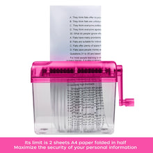 Load image into Gallery viewer, Mini Hand Shredder Portable Paper Shredder Manual Shredder Documents Paper Cutting Tool Home Office Desktop Stationery Red