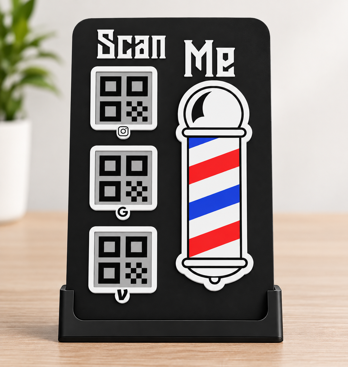 PERSONALIZED BARBER QR CODE STAND | CUSTOM BUSINESS QR DISPLAY
