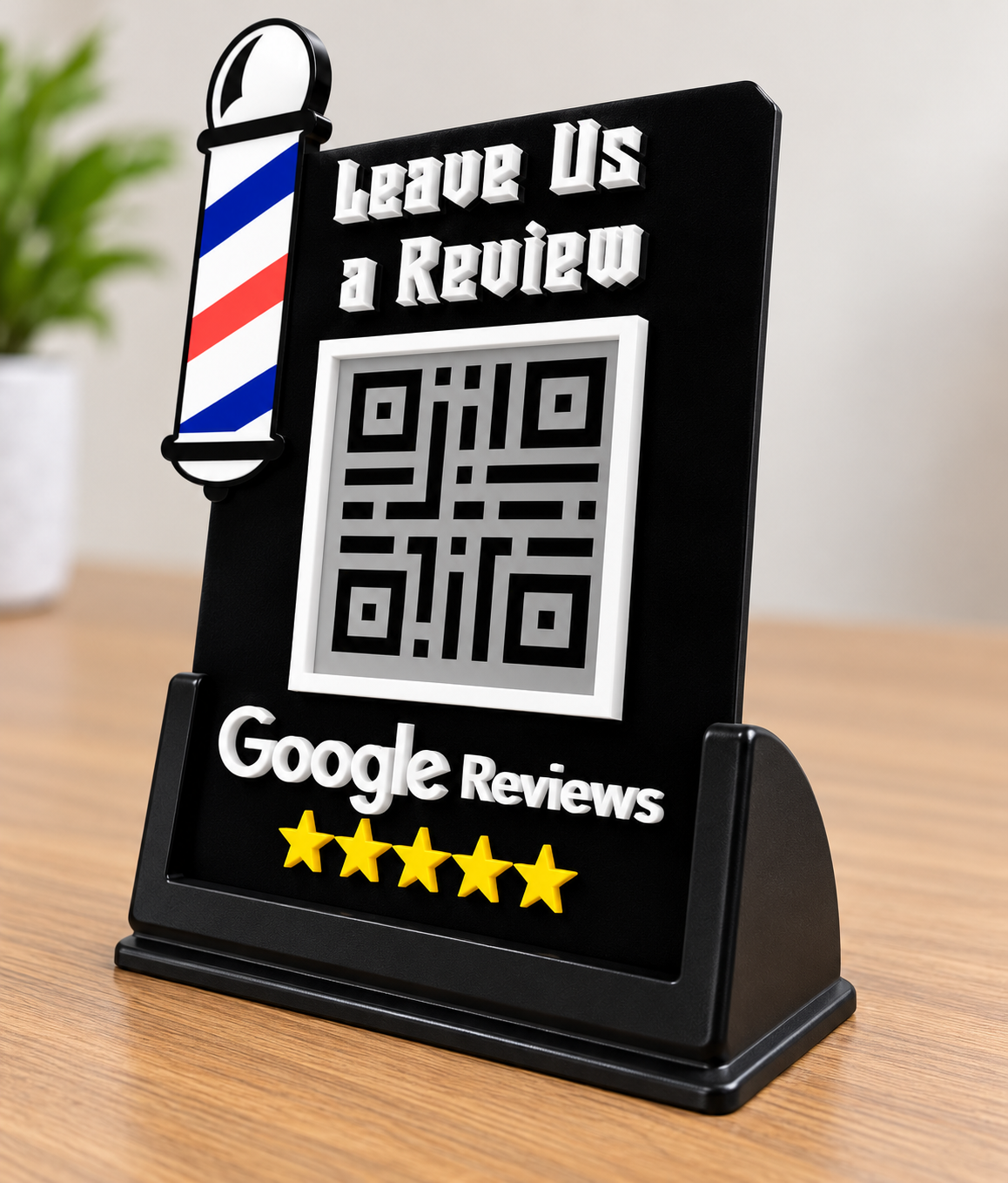 PERSONALIZED BARBER GOOGLE REVIEW QR CODE STAND
