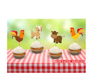 Load image into Gallery viewer, Farm Animals Cupcake Toppers, Barnyard Theme Cupcake Toppers