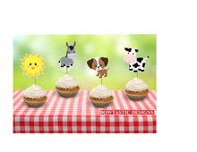 Load image into Gallery viewer, Farm Animals Cupcake Toppers, Barnyard Theme Cupcake Toppers