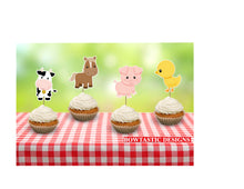 Load image into Gallery viewer, Farm Animals Cupcake Toppers, Barnyard Theme Cupcake Toppers