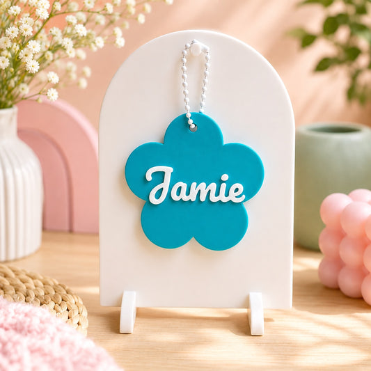 Personalized 3D Printed Flower Keychain