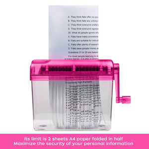 Mini Hand Shredder Portable Paper Shredder Manual Shredder Documents Paper Cutting Tool Home Office Desktop Stationery Red