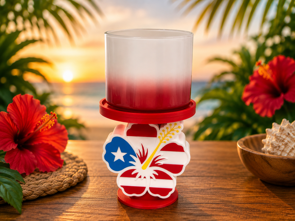 Puerto Rico Hibiscus 3-Wick Candle Holder