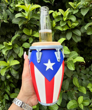 Load image into Gallery viewer, Puerto Rico Conga Can &amp; Bottle Holder 3-in-1 | Blue, Light Blue or Black Flag | 3 Adapters Included + Matching Keychain Opener
