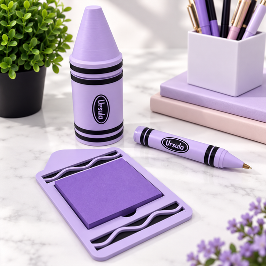 Personalized Crayon Holder with Crayon Sharpener | Custom 3D Printed Crayon Organizer | Kids Art Supply Holder | Teacher Gift