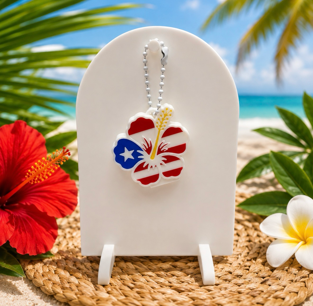 Puerto Rico Hibiscus Can Opener Keychain