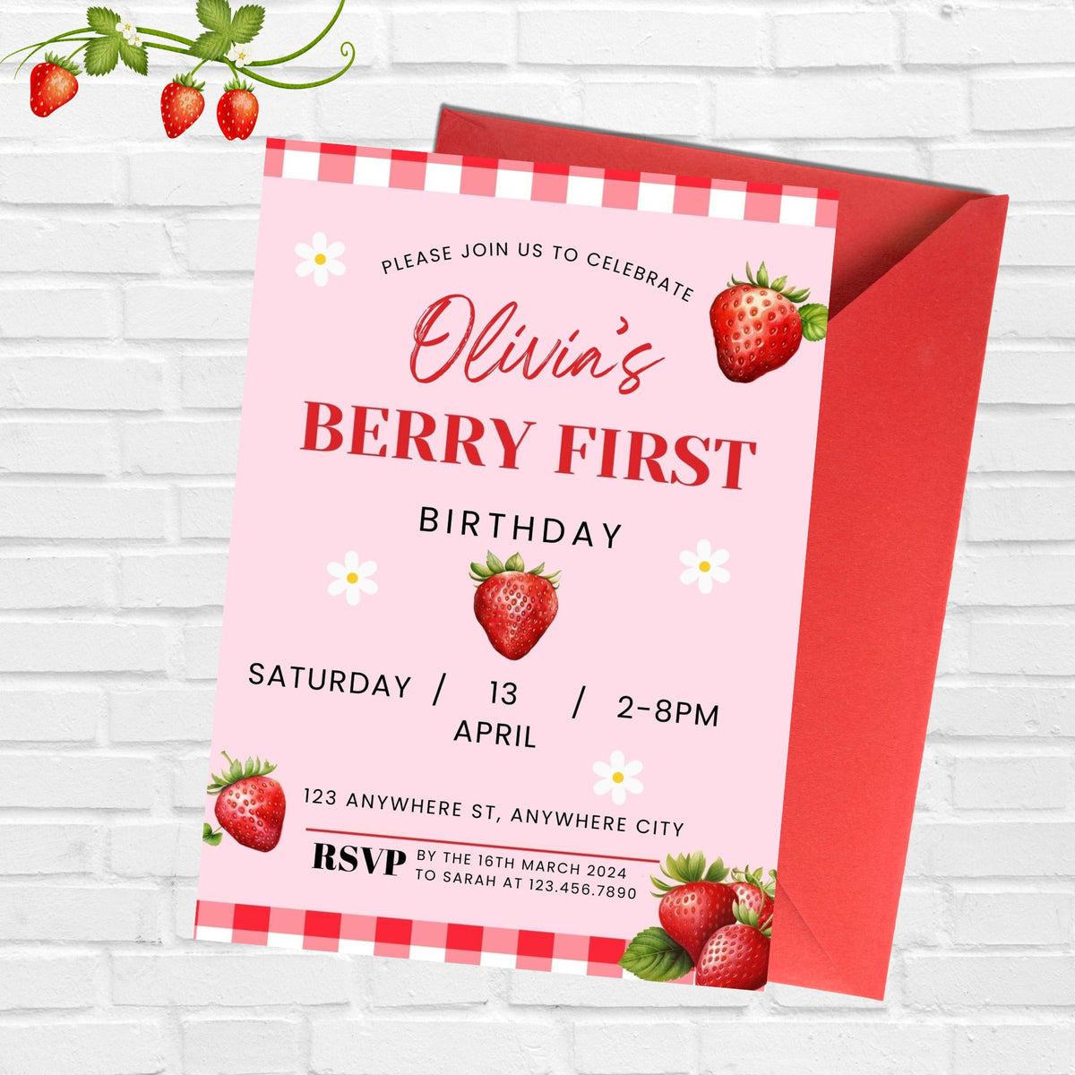 BERRY FIRST BIRTHDAY INVITATION